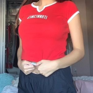 Red vintage baseball tee!!